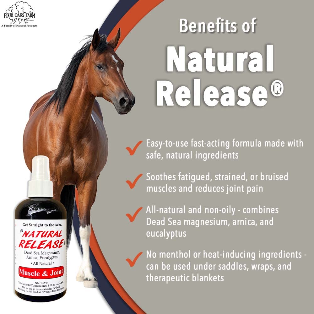 Four Oaks Farm Ventures, Natural Release Muscle Spray Treatment - Horse Liniment for Sore Muscles, Joint Pain, Tendon & Inflamma